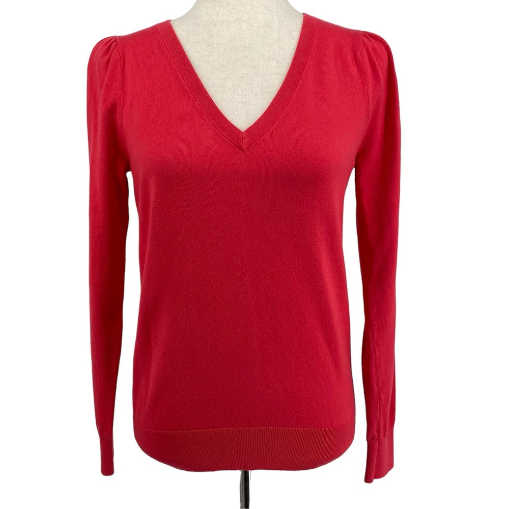 Boden Cotton V Neck Sweater S Radish Long Sleeve Cotton Blend Knit K0510